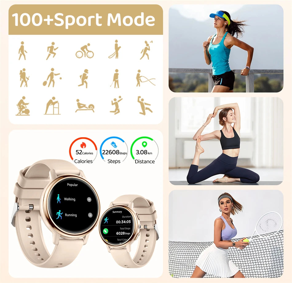 Reloj inteligente LIGE para mujer con pantalla AMOLED y llamadas Bluetooth