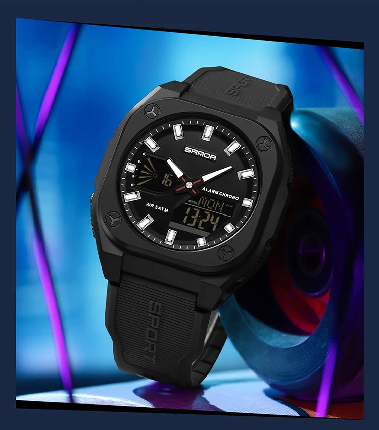 Reloj Digital Deportivo SANDA 6268 para Hombre Impermeable Multifunción