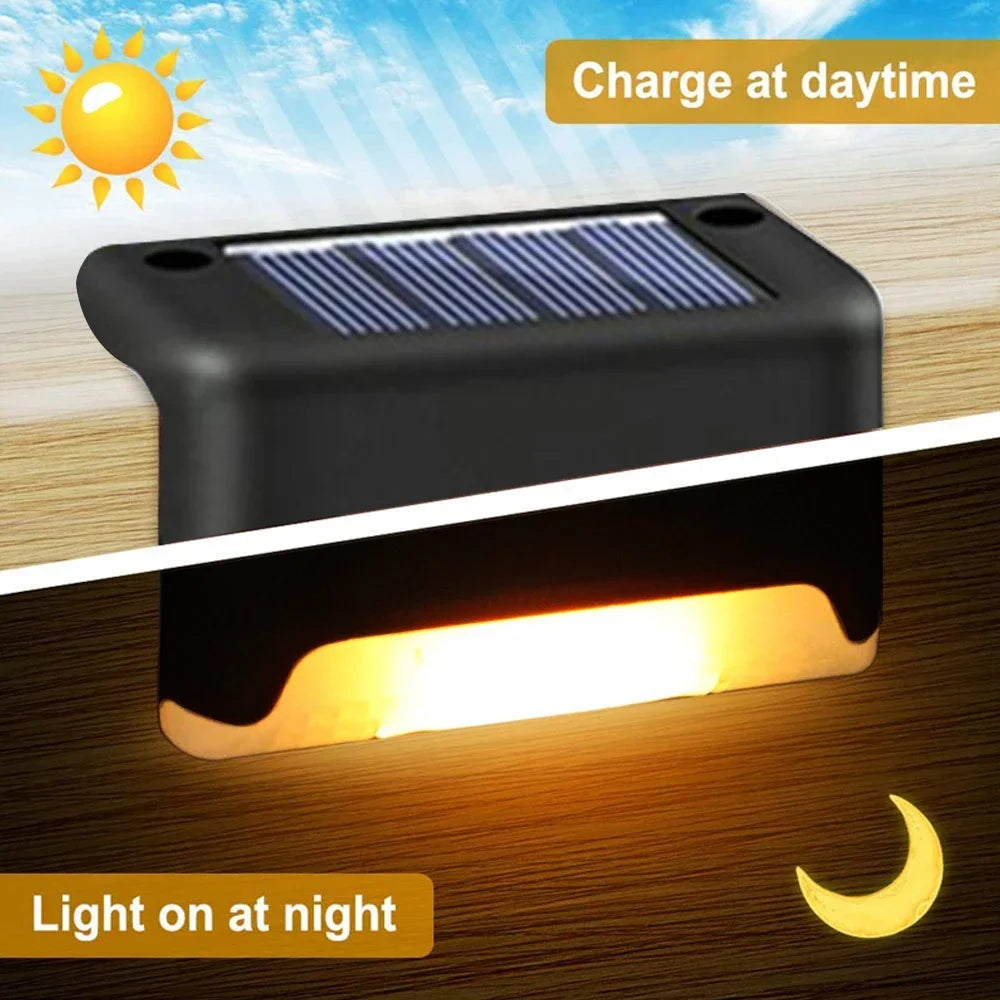 Lámpara de paso Solar LED blanca cálida, luces de jardín para exteriores, decoración de luz impermeable para balcón, Patio, escalera, valla