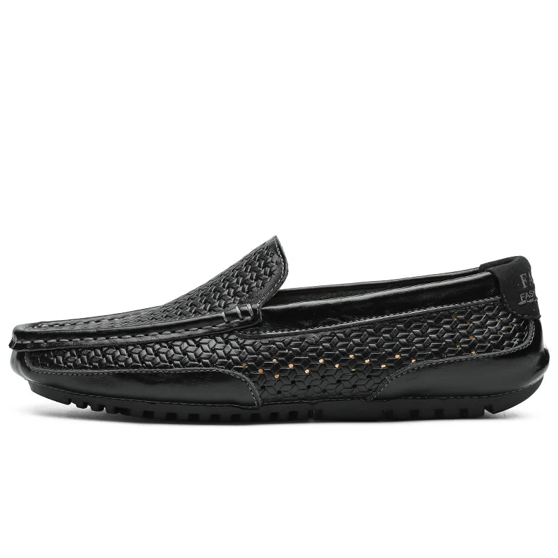 Zapatos Negros para Hombre 2026, Mocasines Casuales de Cuero Genuino, Marca de Lujo Italiana, Transpirables, Estilo Náutico