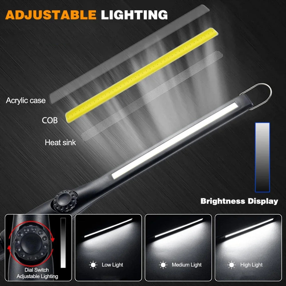 Lámpara de Trabajo LED COB Magnética Portátil Recargable 800 Lúmenes