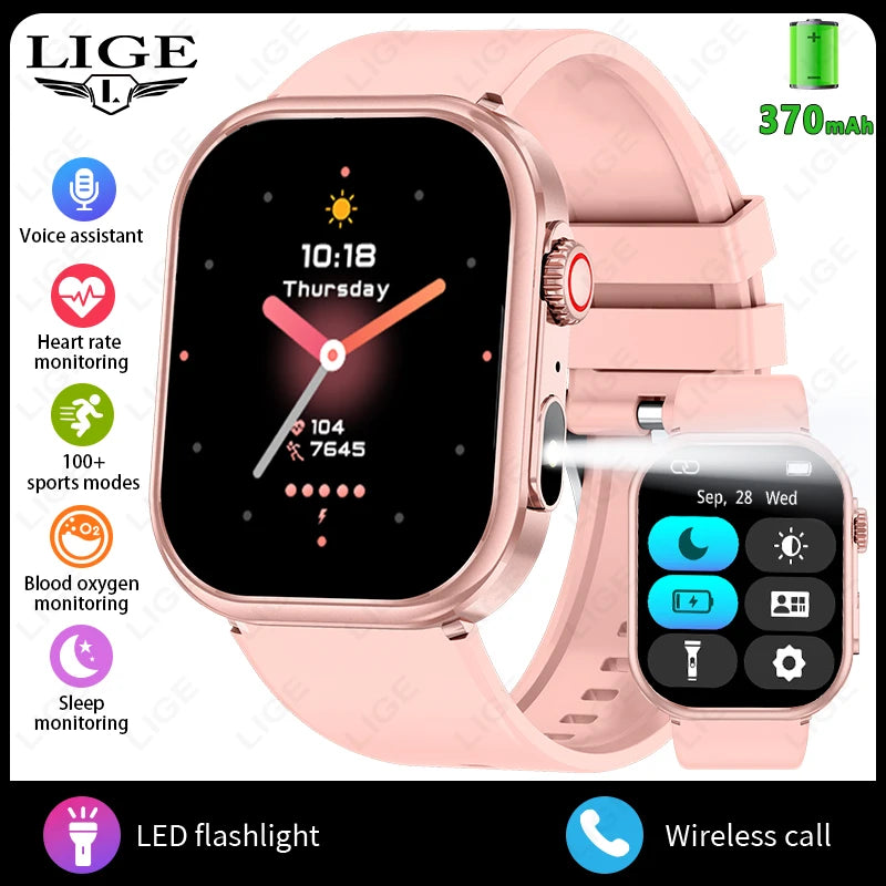 Smartwatch LIGE para mujer y hombre, pantalla 2,01", IP68, llamadas Bluetooth