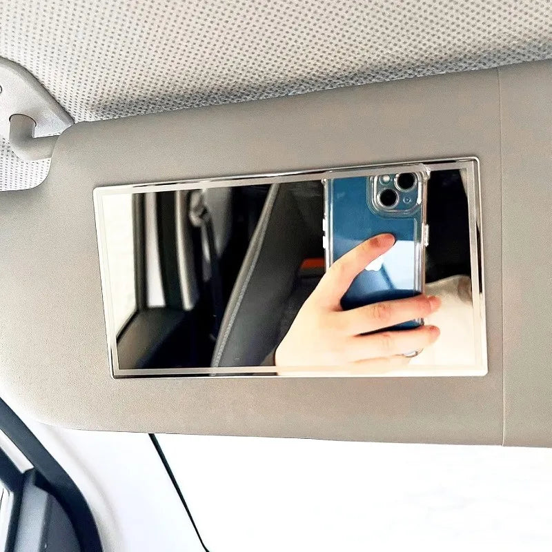 Espejo para visera de coche, espejo cosmético de sombreado solar de acero inoxidable para esposa y novia, espejo de maquillaje para respaldo de asiento en tocador de coche