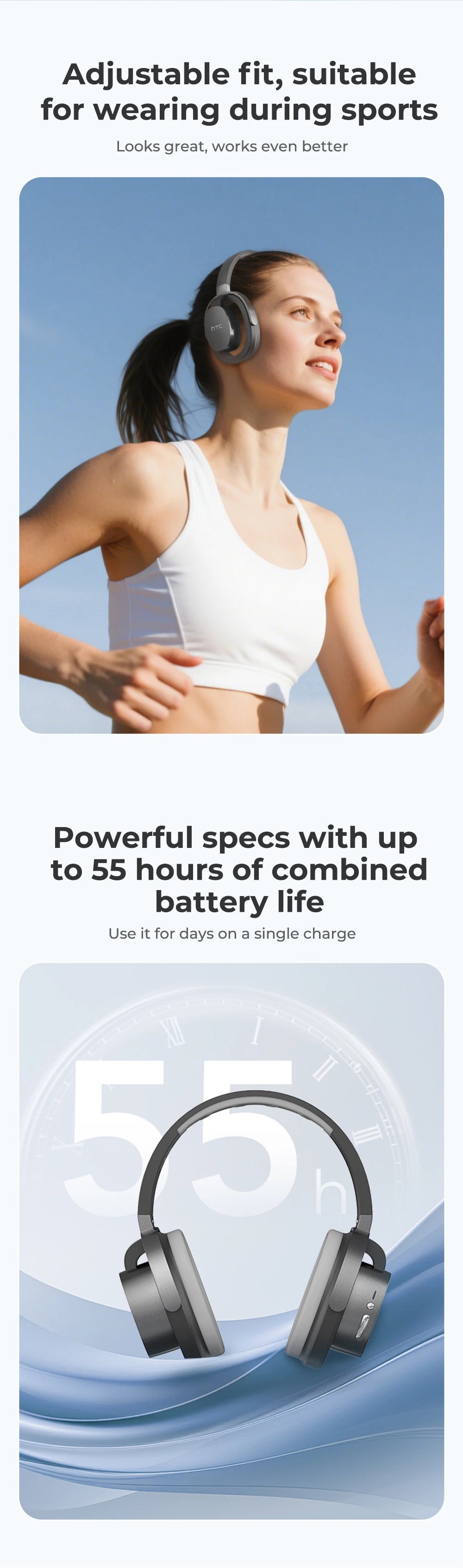HTC HP07 Auriculares supraaurales Auriculares de traducción de 134 idiomas Auriculares de traducción facial a cara Batería de larga duración