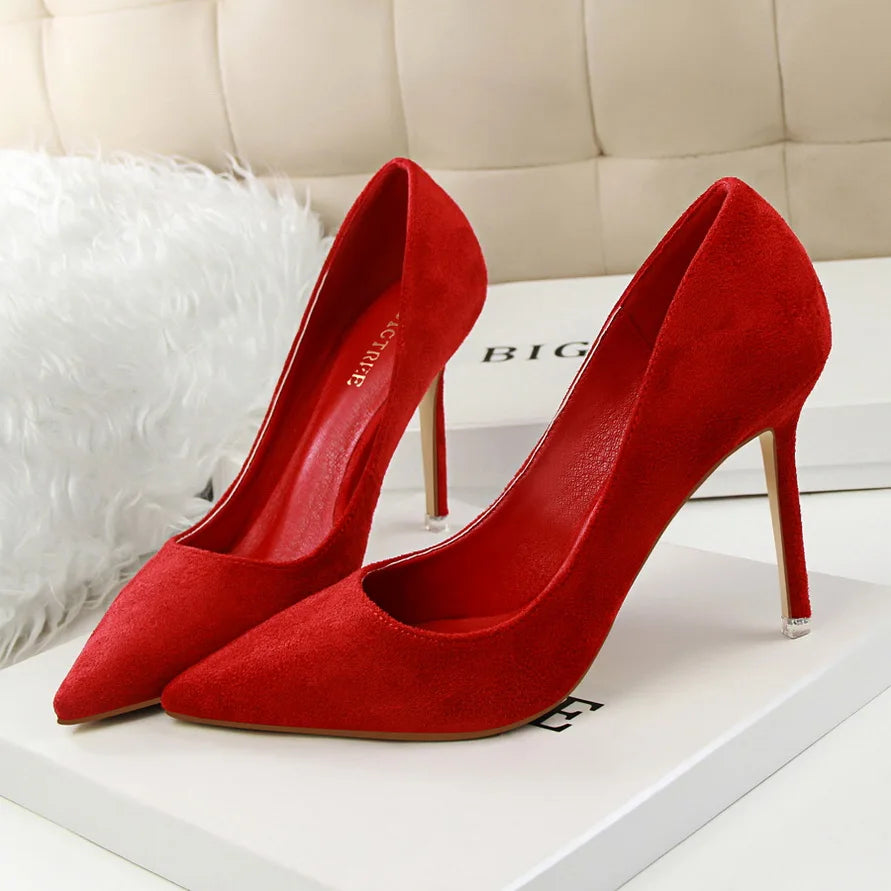 Zapatos de Tacón Alto 9cm para Mujer - Gamuza, Tallas Grandes