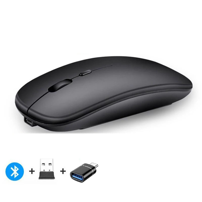 Ratón inalámbrico recargable compatible con Bluetooth 2,4 GHz modos duales ratón de ordenador con Nano receptor para PC portátil Macbook