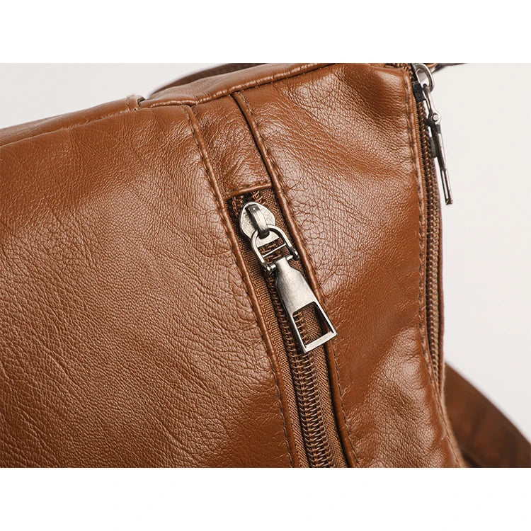 Bolso bandolera retro con múltiples bolsillos, bandolera de piel sintética suave, bolso de mujer, con correa ajustable para el hombro