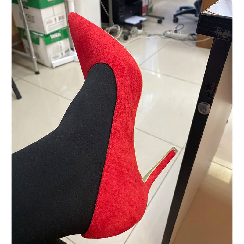 Zapatos de Tacón Alto 9cm para Mujer - Gamuza, Tallas Grandes