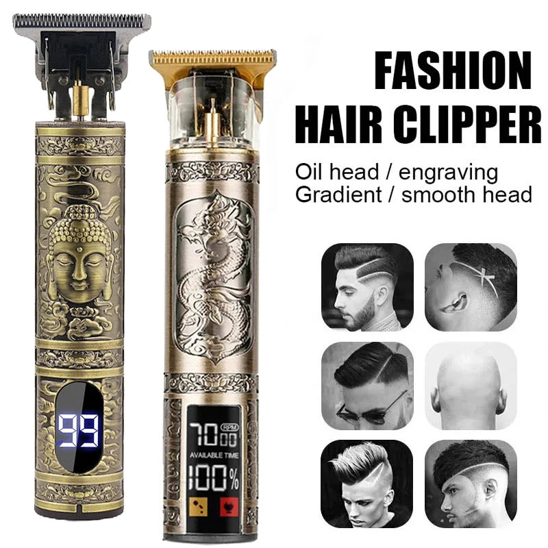 Cortadora de Pelo Recargable por USB, Profesional, Portátil, Diseño Vintage, Recortadora de Barba