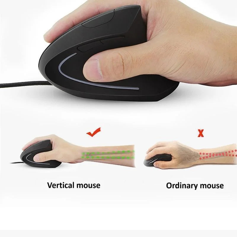 Ratón RGB Vertical con cable para mano derecha, Mouse ergonómico para juegos, 3200DPI, USB, óptico para muñeca, saludable, para PC y ordenador