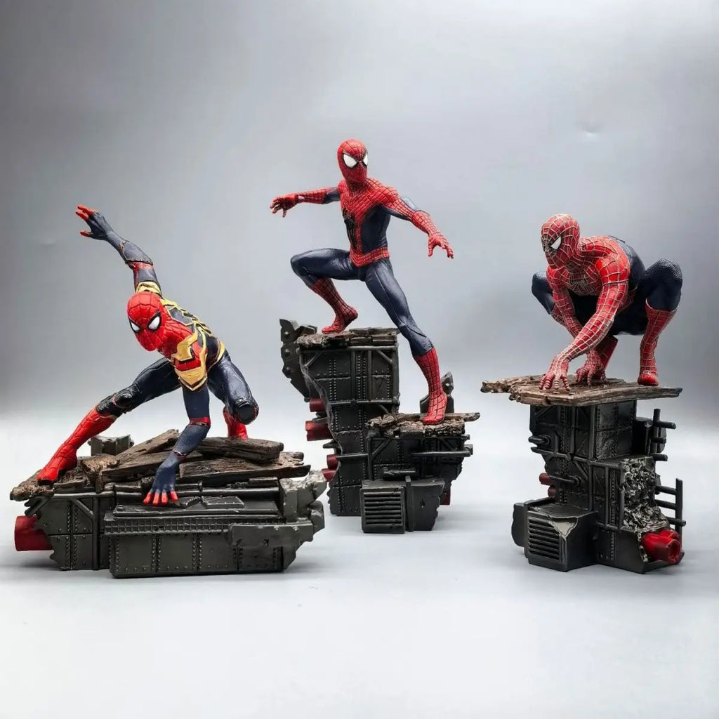 Juego de 3 figuras de acción de Spider-Man, estatuas de modelos coleccionables de Marvel para decoración de escritorio, regalo para fanáticos y coleccionistas