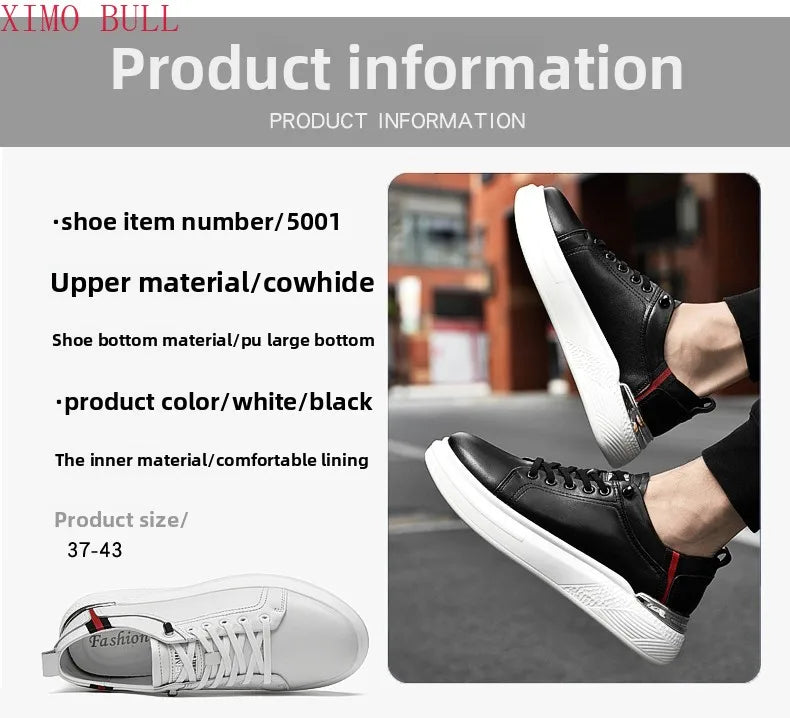 Zapatillas de deporte de cuero genuino para hombres, zapatos con elevador, zapatos invisibles transpirables, zapatillas de deporte casuales de moda para hombres