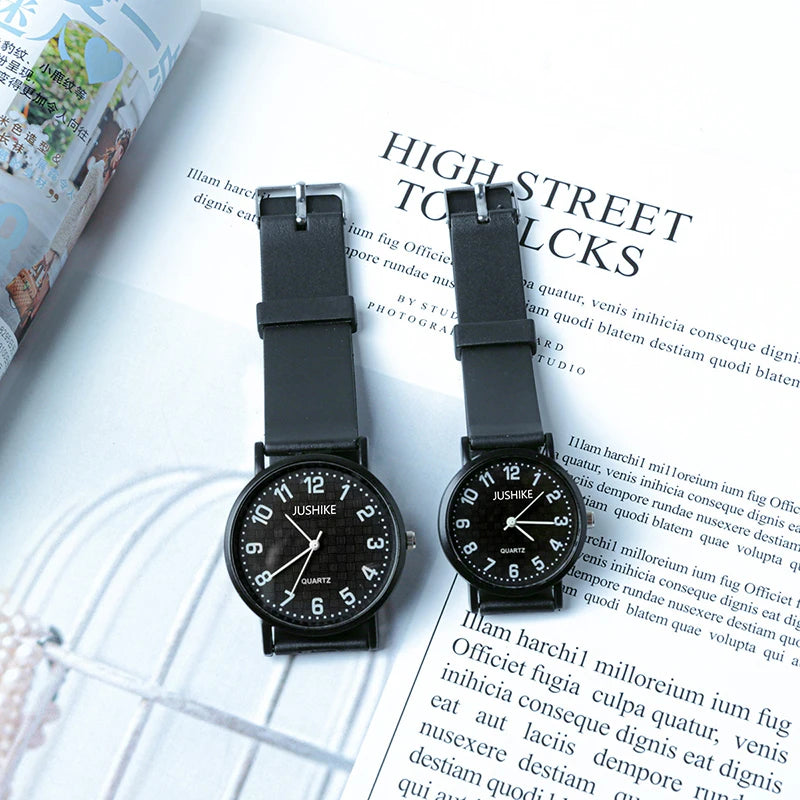 Reloj negro Simple, relojes de cuarzo para mujer, correa de silicona, reloj de pulsera de ocio para mujer, reloj de examen ligero de lujo para estudiantes, regalos