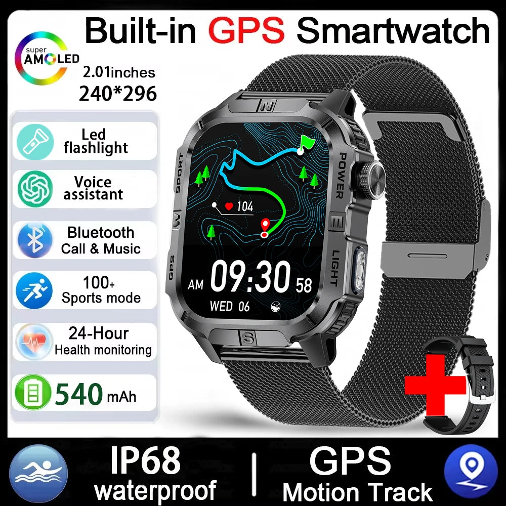 Reloj Inteligente Militar con GPS, LED, Brújula e IP68