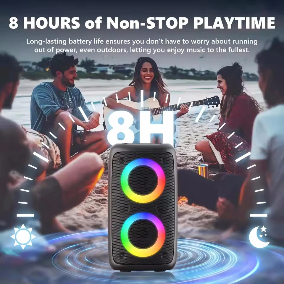 Altavoz inalámbrico De Karaoke con Bluetooth, Subwoofer portátil con micrófono, Radio, lámpara FM, caja De sonido, música, LED, TWS, Caixa De Som