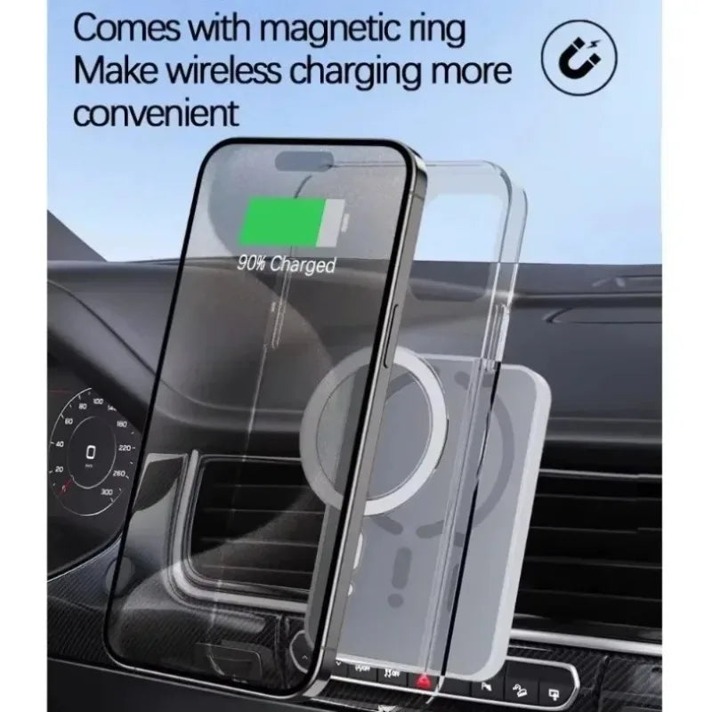 Cargador Inalámbrico Magnético para Coche, Soporte para Teléfono GPS con Ventilación, Compatible con Magsafe iPhone 17 16 15 14 13 12 Pro Max, Carga Rápida