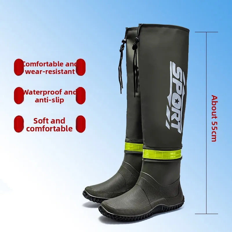 Botas de lluvia para hombre impermeables antideslizantes de caña alta