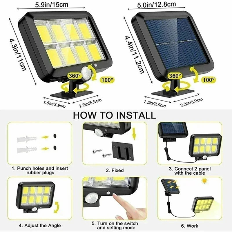 Lámpara Solar de Pared Exterior con Sensor de Movimiento 3 Modos