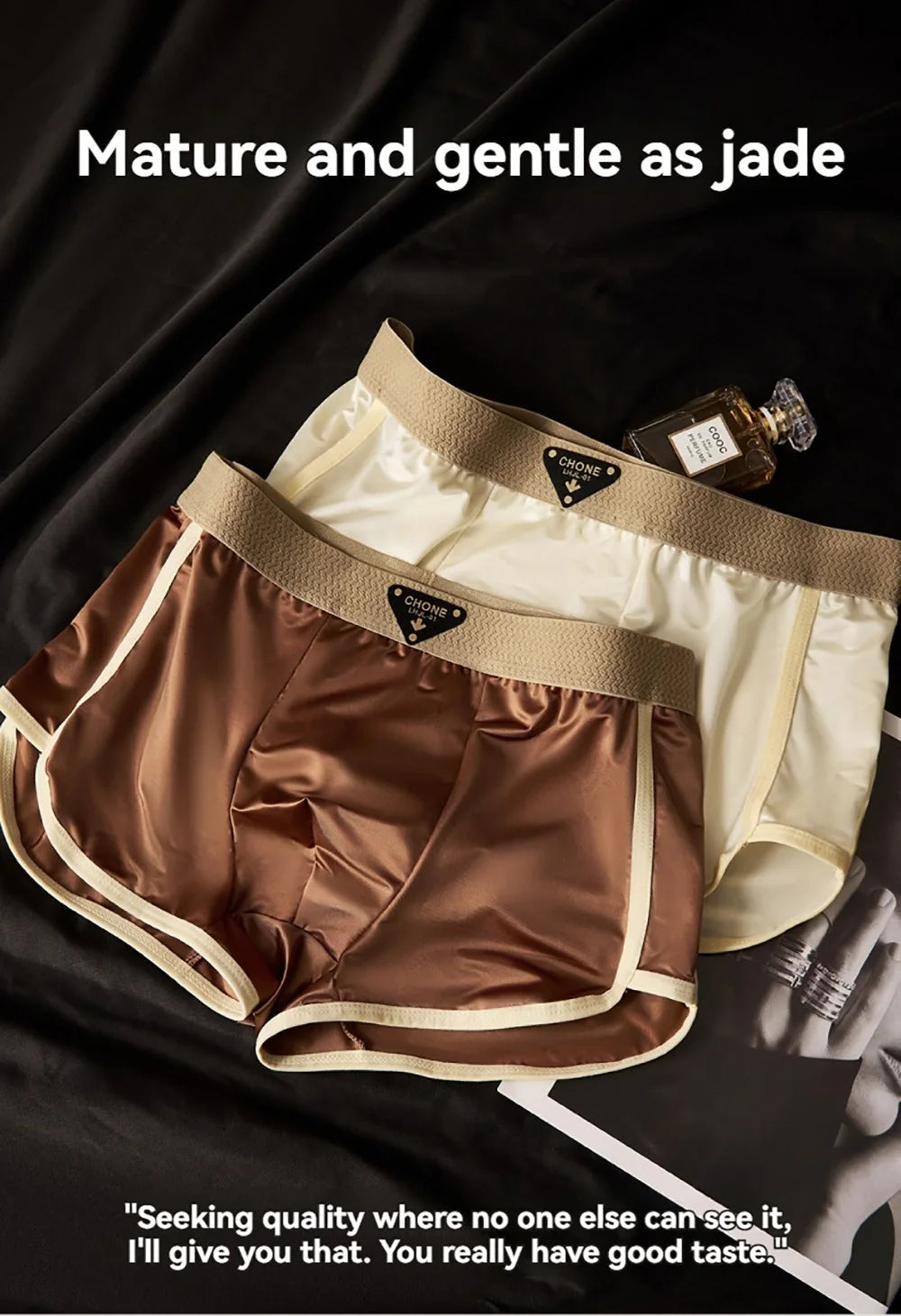 3 unids/pack de lujo sólido tipo satén Boxer hombre fresco 10A seda antibacteriana bolsa en forma de U bragas de hombre calzoncillos de cintura alta elástica