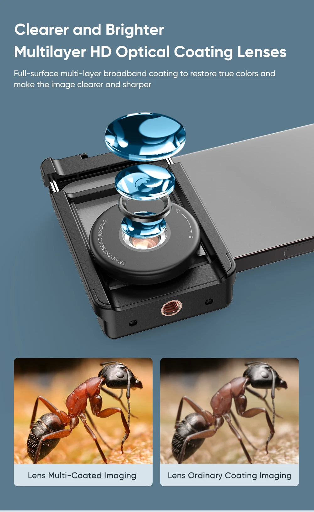 Lente de Microscopio Digital 100X para iPhone y Xiaomi