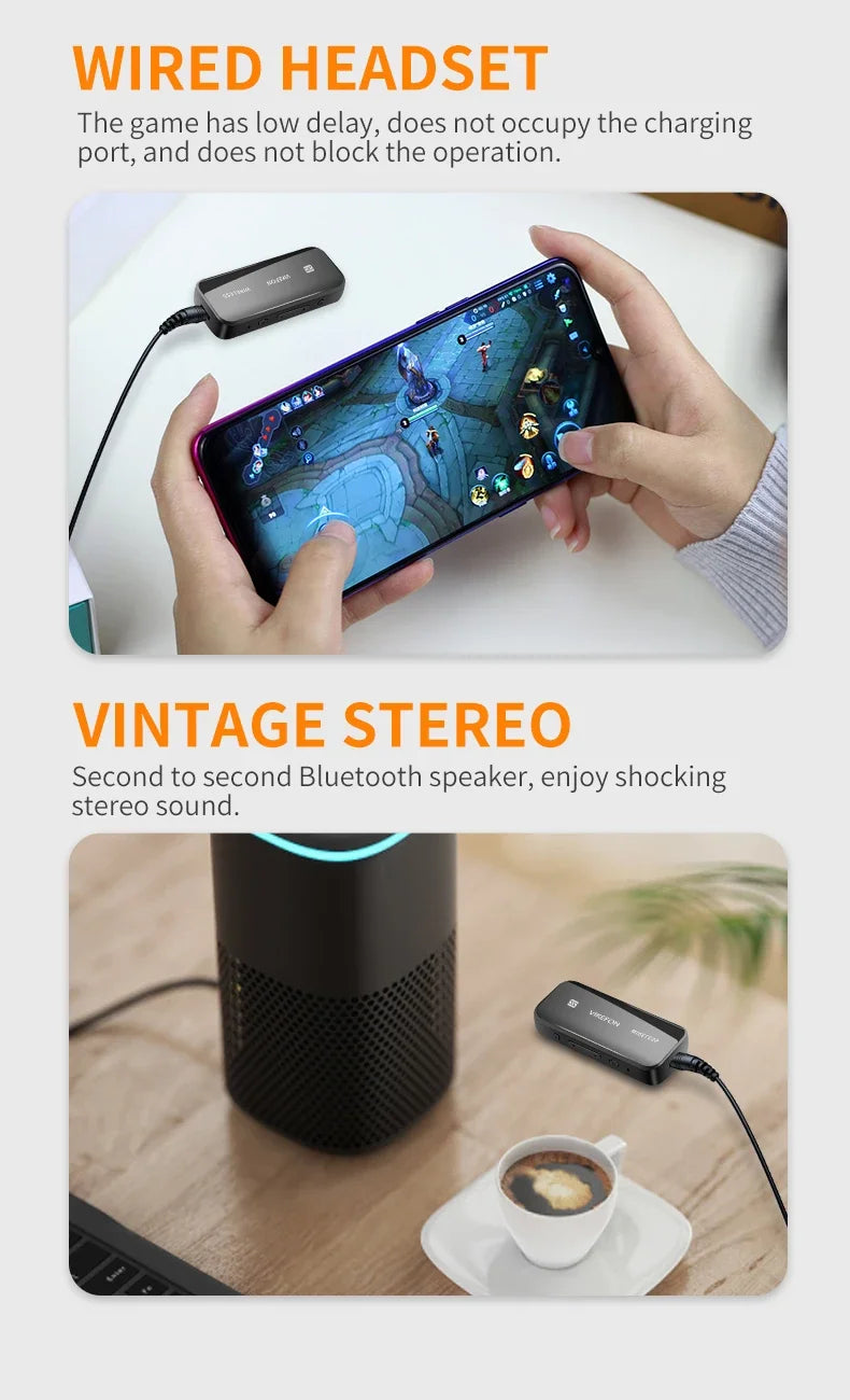 Receptor de Audio Bluetooth 5,0, adaptador auxiliar, Dongle inalámbrico, tarjeta NFC TF, conector de 3,5mm, manos libres para TV, PC, altavoz, Kit para coche
