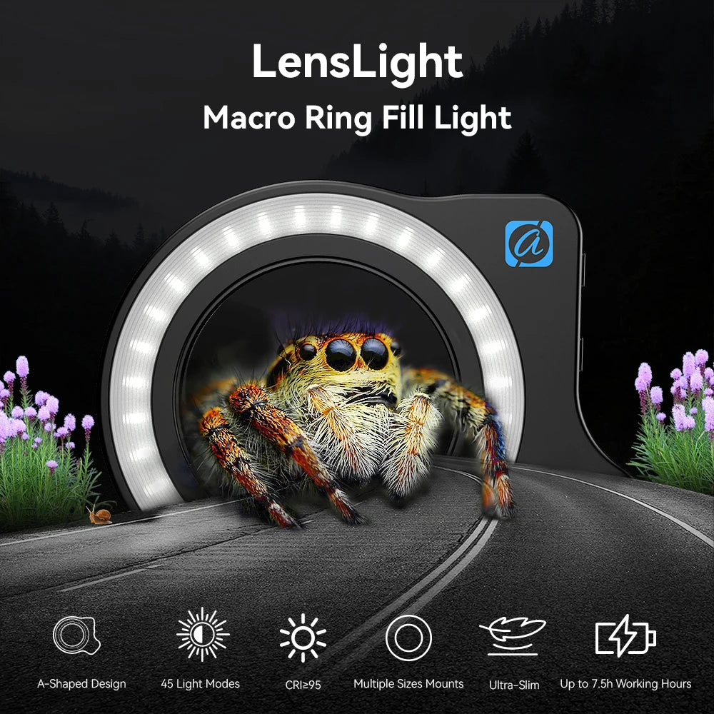 Anillo de Luz Macro APEXEL 37mm y 52mm con 45 Modos LED