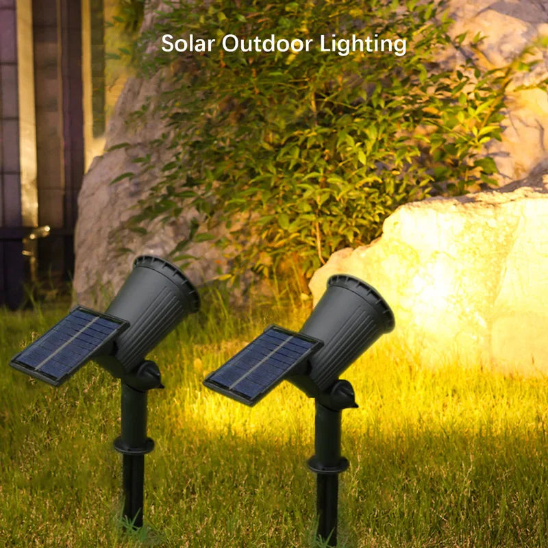 Foco Solar 9 LED Impermeable para Jardín con Brillo Ajustable y Luz RGB