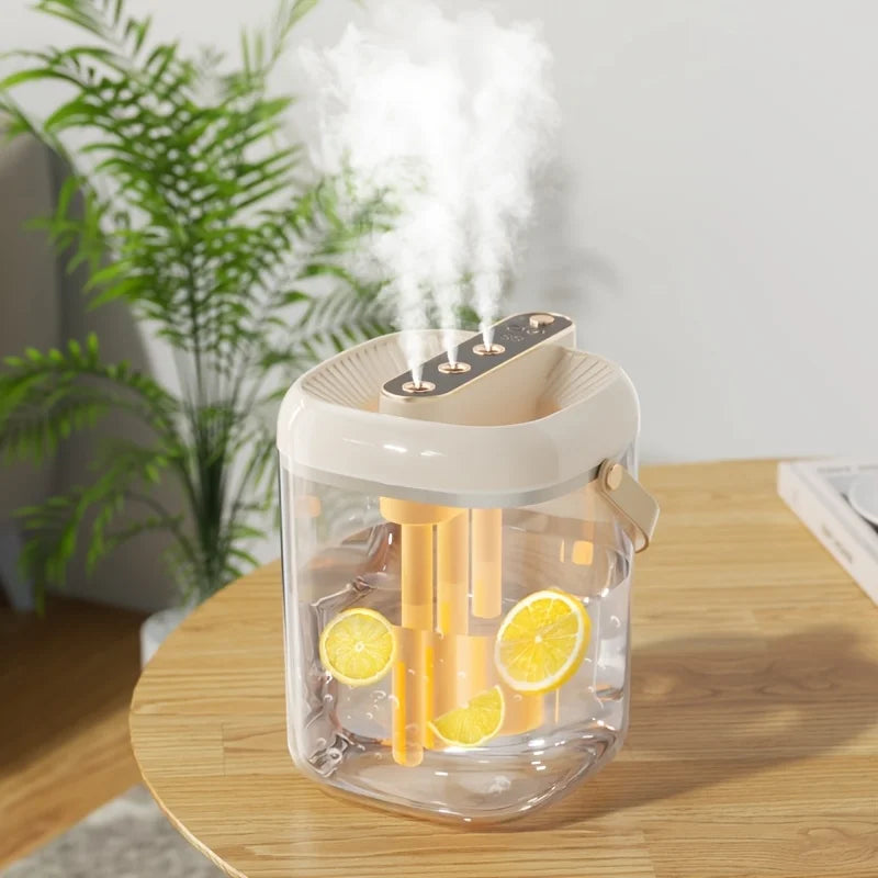 Humidificador Inteligente de 3 Pulverizaciones - Tanque de Agua de Gran Capacidad de 2L, Luz Nocturna Cálida, Protección Contra la Falta de Agua, Ajuste de Niebla de 4 Velocidades