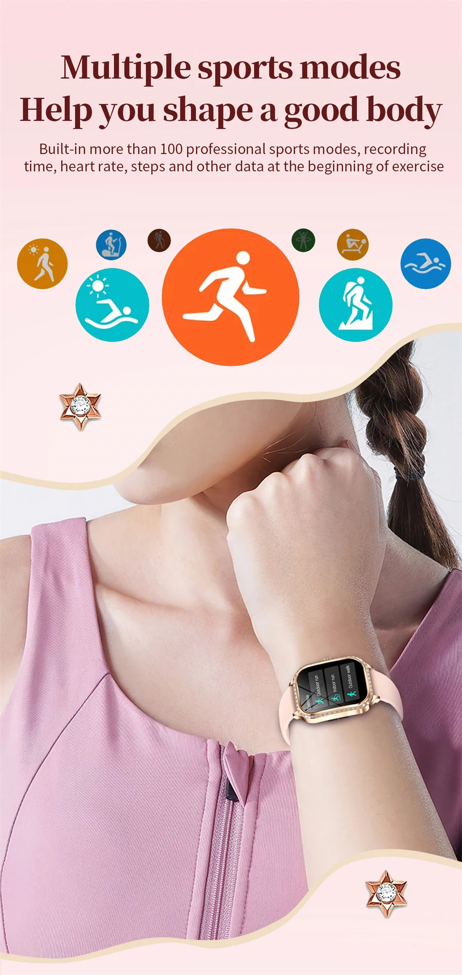 Smartwatch para mujer con pantalla curva HD 1.75 pulgadas y llamadas Bluetooth