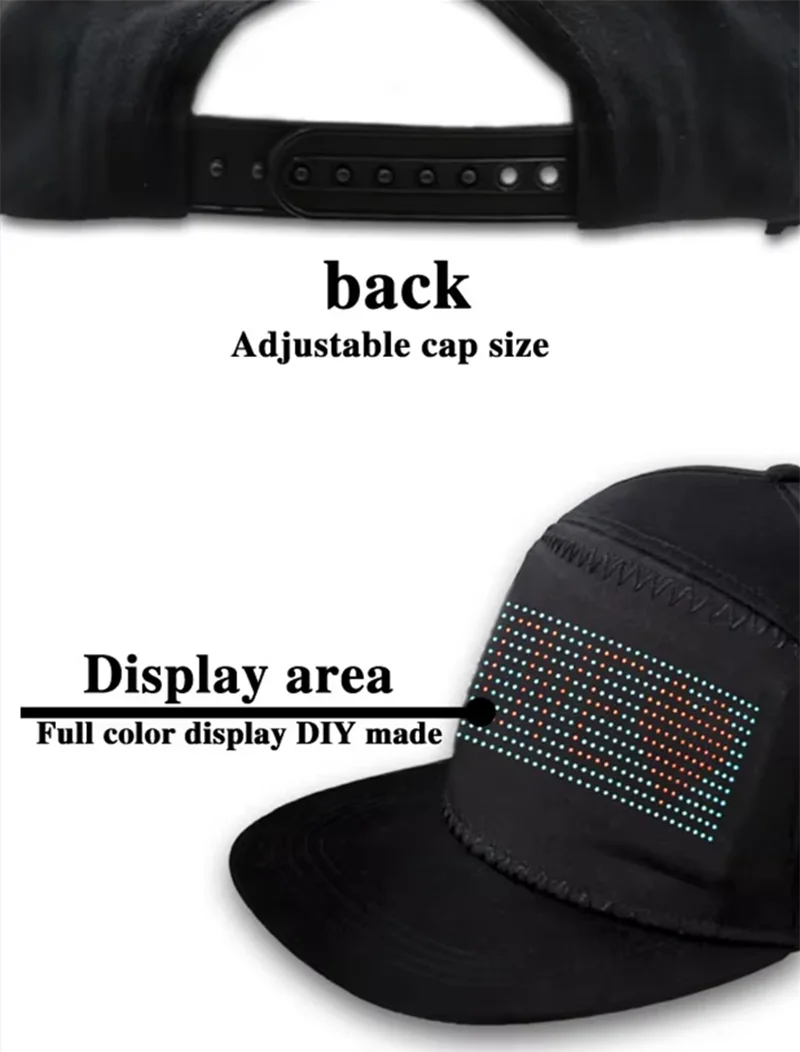 2025 nueva gorra LED, Control de aplicaciones en varios idiomas, edición DIY, sombrero genial iluminado (texto, música, imagen, dibujo) para hombres y mujeres