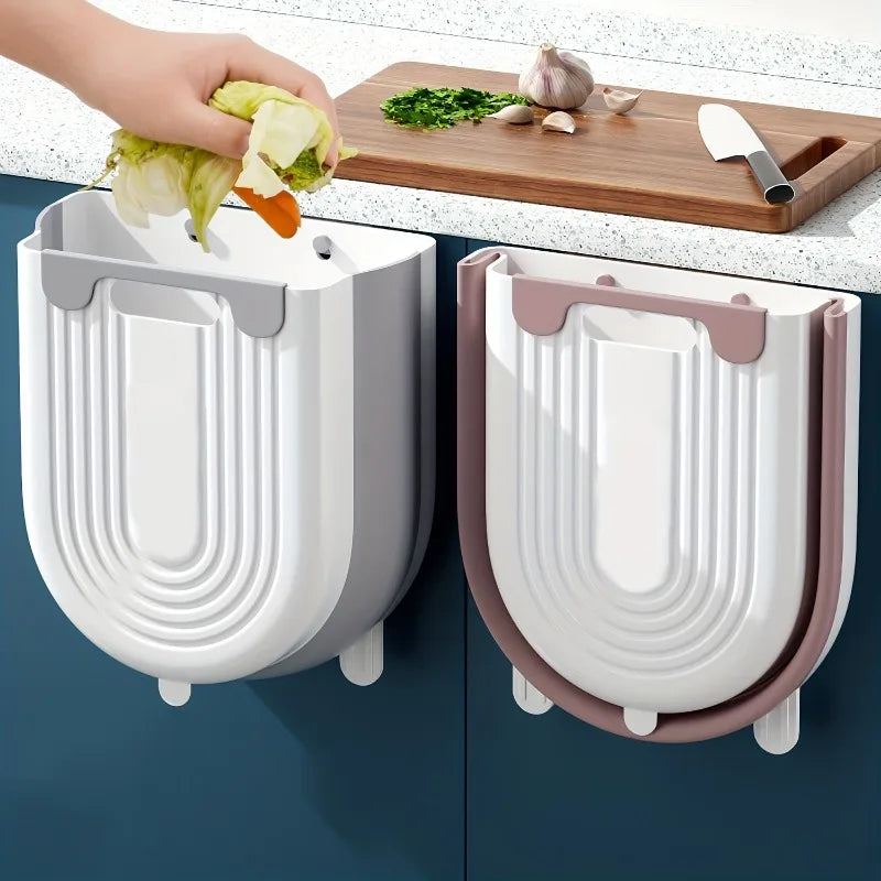 Cubo de basura colgante plegable para cocina, mueble de baño para el hogar, cubo de basura montado en la pared, accesorios de cocina