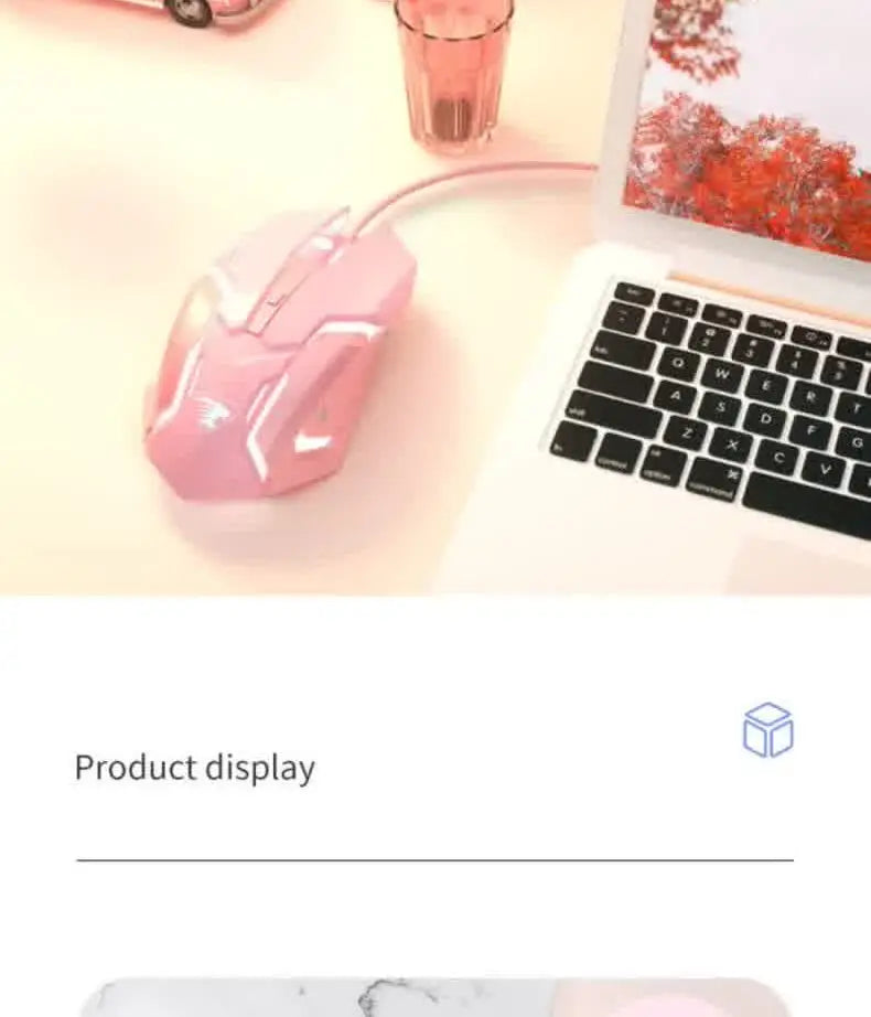 Carpbaba-ratón de juego con cable G3, silencioso, mecánico, rosa, deportes electrónicos, chica, arte encantador, portátil, para oficina, hogar, MacBook, portátil, PC y Gamer