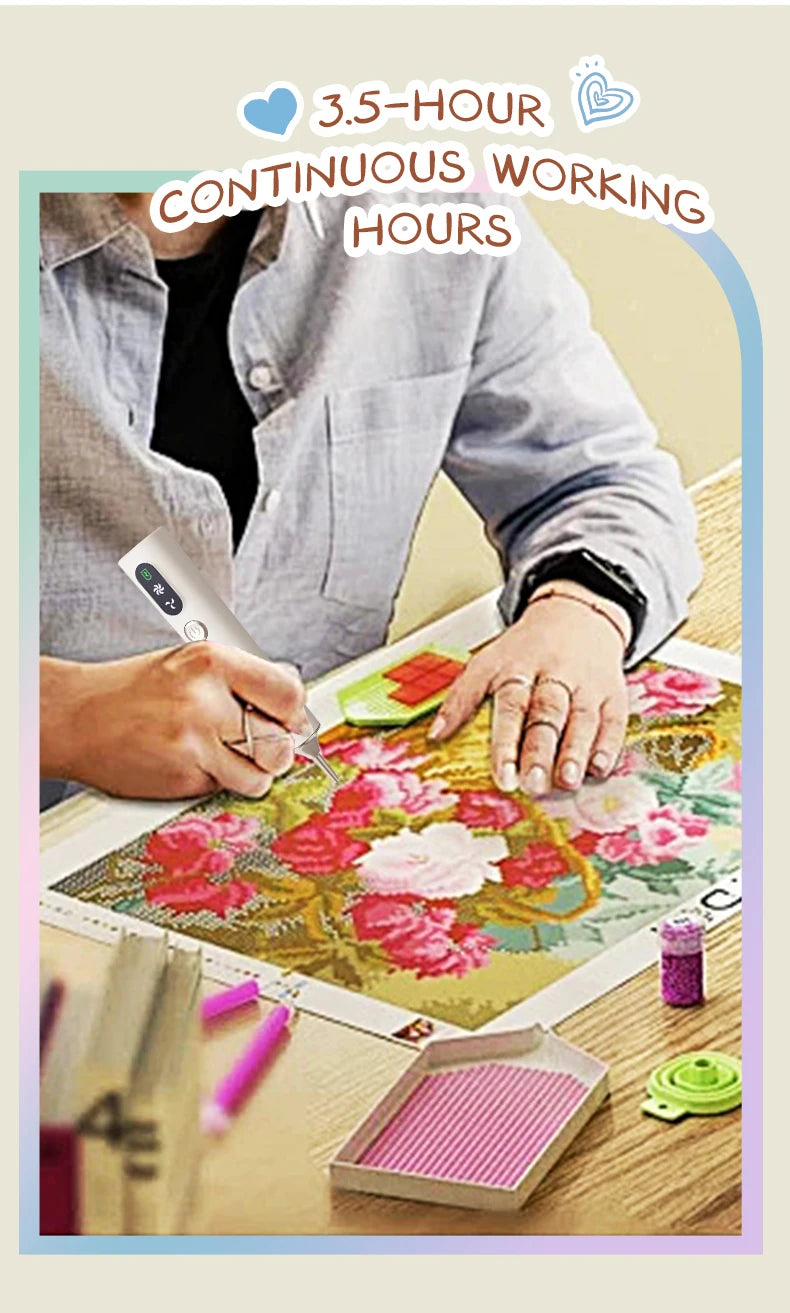 Lápiz Eléctrico para Pintura de Diamantes, 2 Velocidades, Fuerte Succión, Herramienta sin Cera para Pintura de Diamantes DIY, Rápida y Precisa