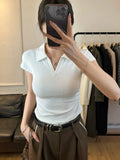 Camiseta Básica Ajustada de Algodón para Mujer