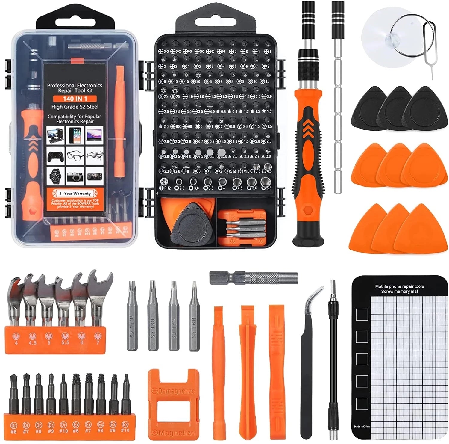 Juego de destornilladores 25/115/135/140 en 1, Kit de puntas de tornillo Phillips Torx magnético con llave removedora eléctrica, herramientas de reparación de teléfono y PC