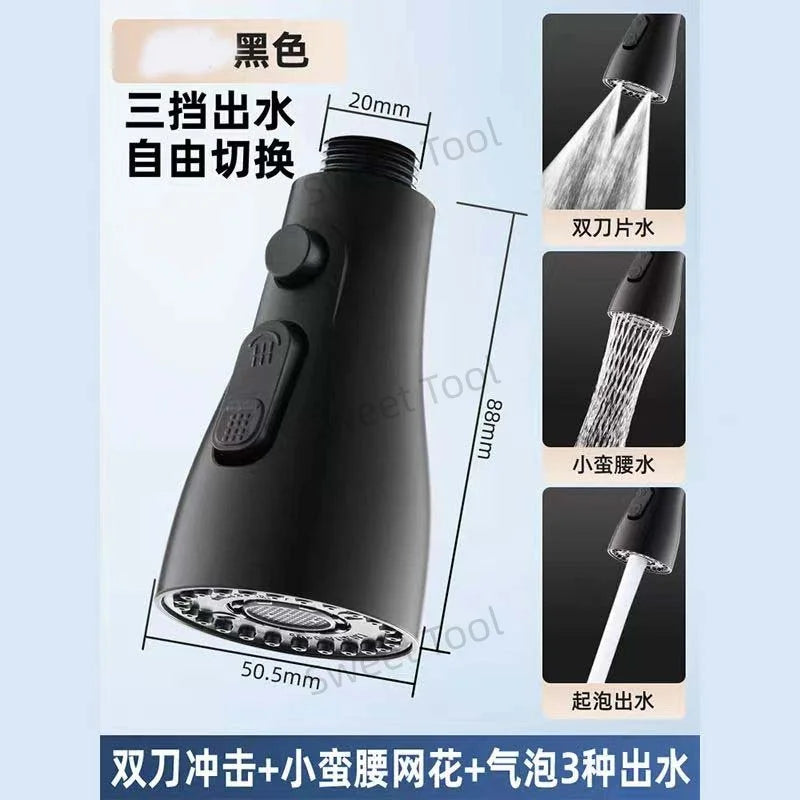 Cabezal Rociador de Repuesto para Grifo de Cocina, Rociador Extraíble para Grifo, Boquilla Rociadora para Grifo de Cocina con 3 Funciones