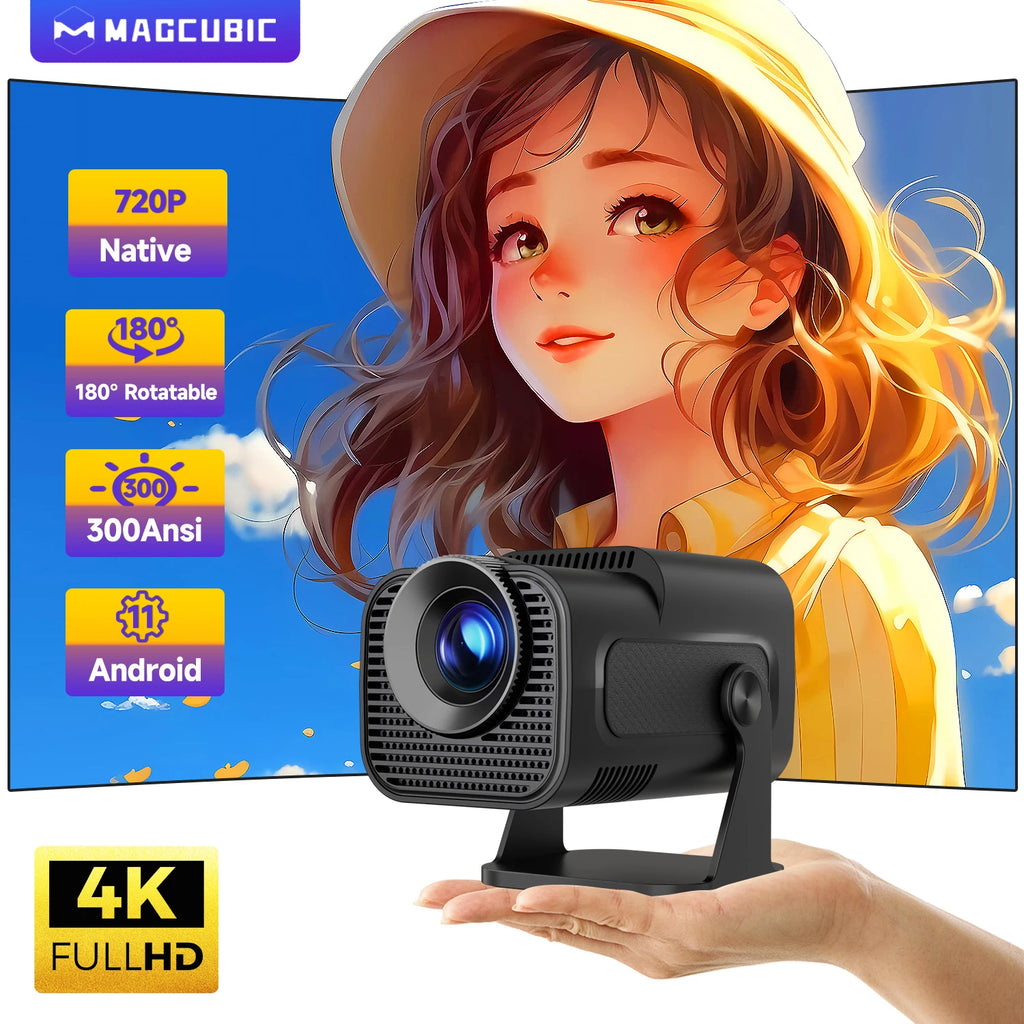 Magcubic HY320 Mini proyector nuevo nativo 720P Android 11 4K 300ANSI Wifi6 BT5.0 cine portátil al aire libre 180 °   Proyector giratorio