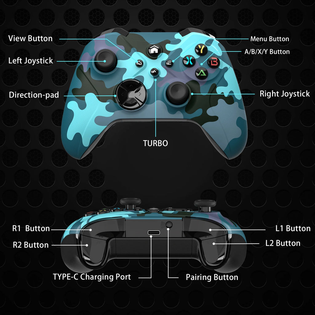 Mando de Juego Inalámbrico para Xbox One Series X/S con Wifi, Sensor Giroscópico de 6 Ejes, Doble Vibración, Joystick con Efecto Hall