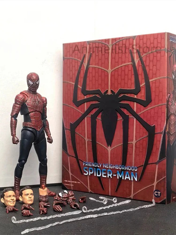 Figura de Acción de Spiderman de 14 cm de Hot Toys - Versión Peter Tobey Maguire Anime Shf, Modelo Articulado, Muñeco Coleccionable, Regalo
