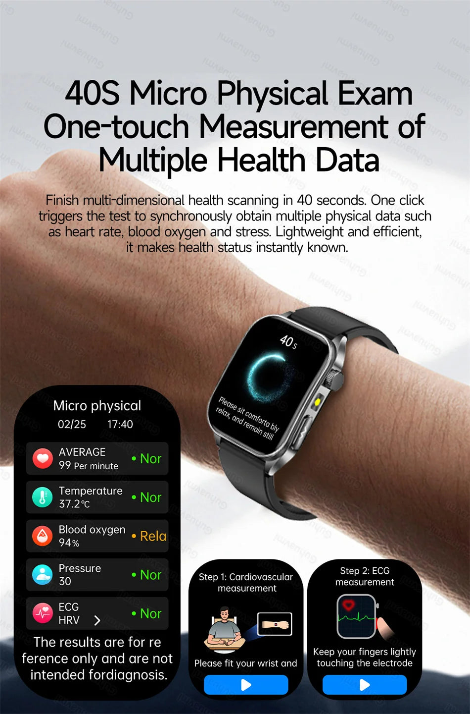 Reloj Inteligente Salud Dual Láser ECG