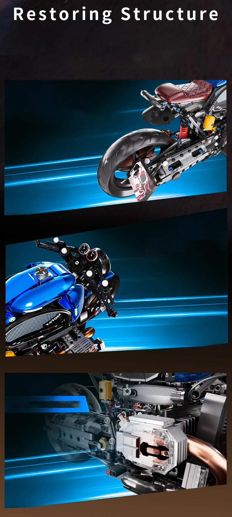 Juego de coches de juguete de bloques de construcción para niños, coche de carreras mecánico, modelo de motocicleta mecánica, juguetes de montaje de modelo de coche