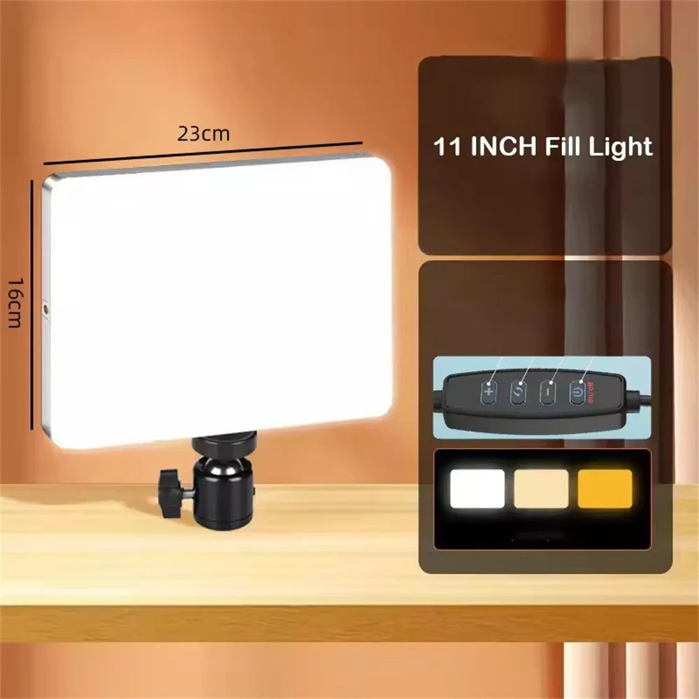 Panel de Luz LED MEUYAG de 11 Pulgadas 2700K-6500K, Iluminación Fotográfica Portátil, Luz de Relleno para Video y Fotografía