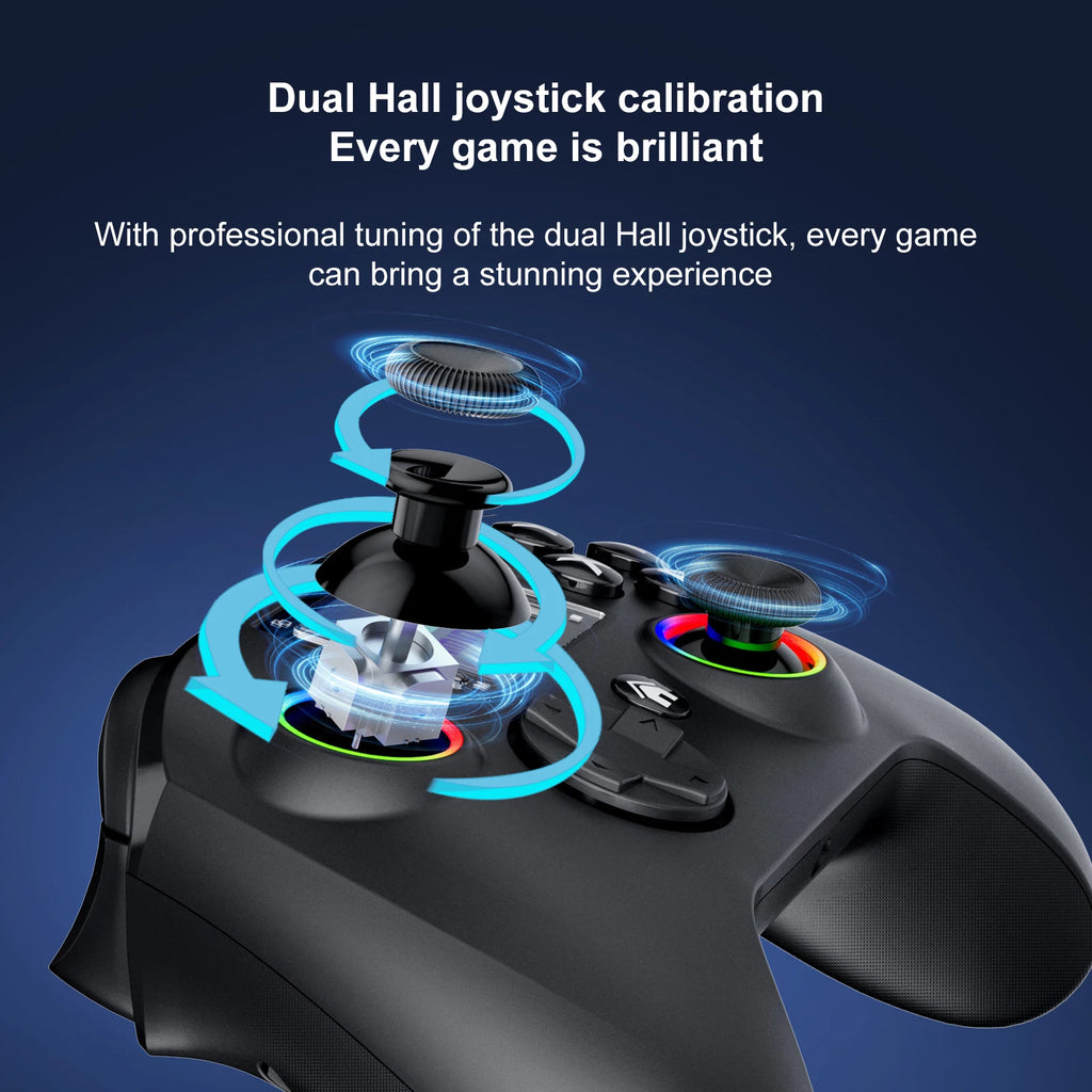 GAMINJA 6162 controlador inalámbrico de pantalla inteligente de 1,44 pulgadas para Switch P4 iOS Android PC TV doble Hall Joystick calibración luz RGB