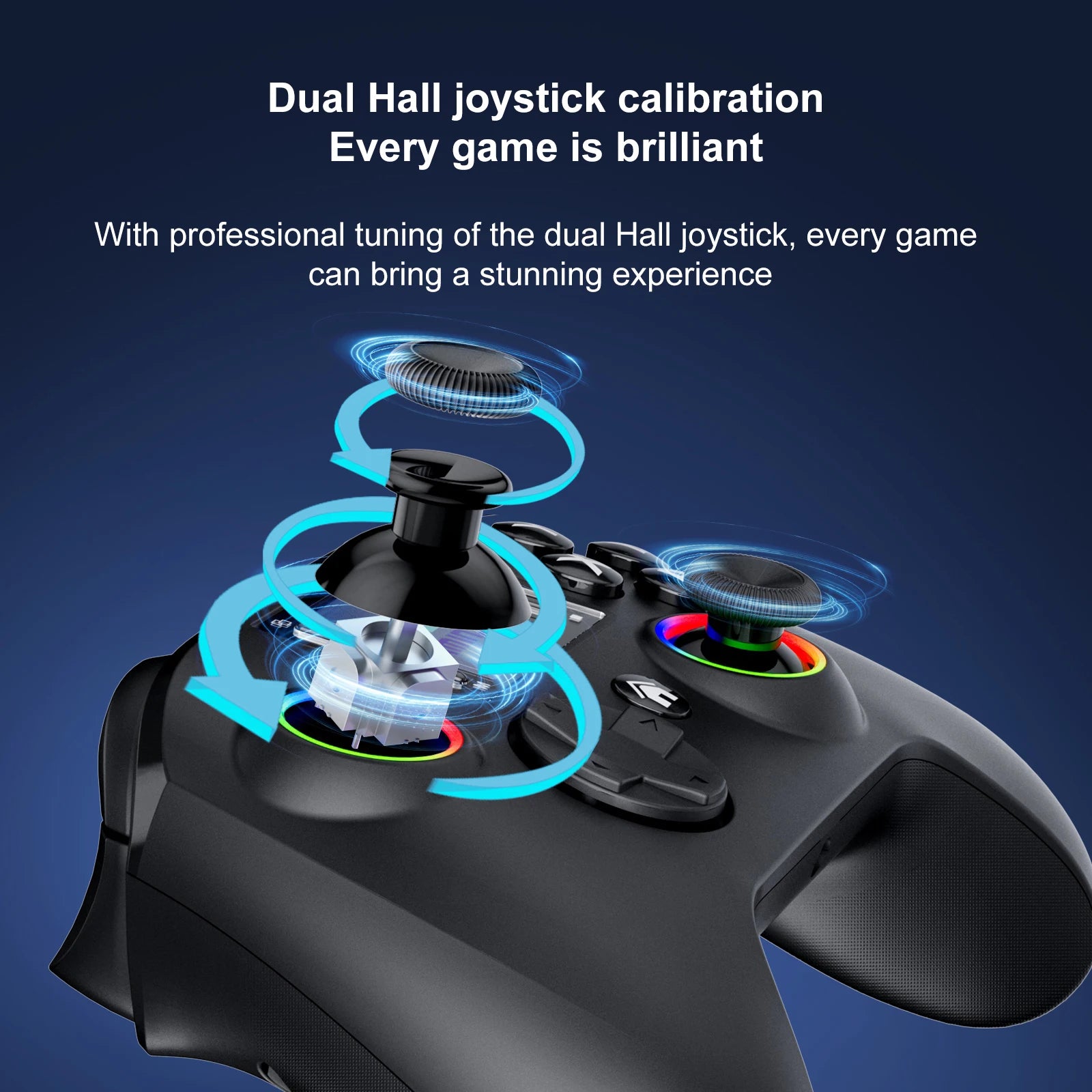 GAMINJA 6162 controlador inalámbrico de pantalla inteligente de 1,44 pulgadas para Switch P4 iOS Android PC TV doble Hall Joystick calibración luz RGB