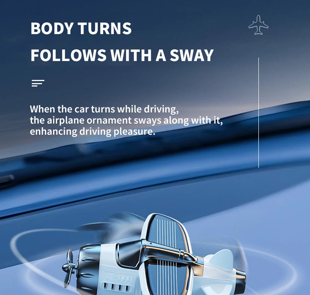 Mini avión con energía Solar, fragancia sólida, consola central para coche, adorno para salpicadero 360 °   Aire más fresco giratorio para aviones creativos