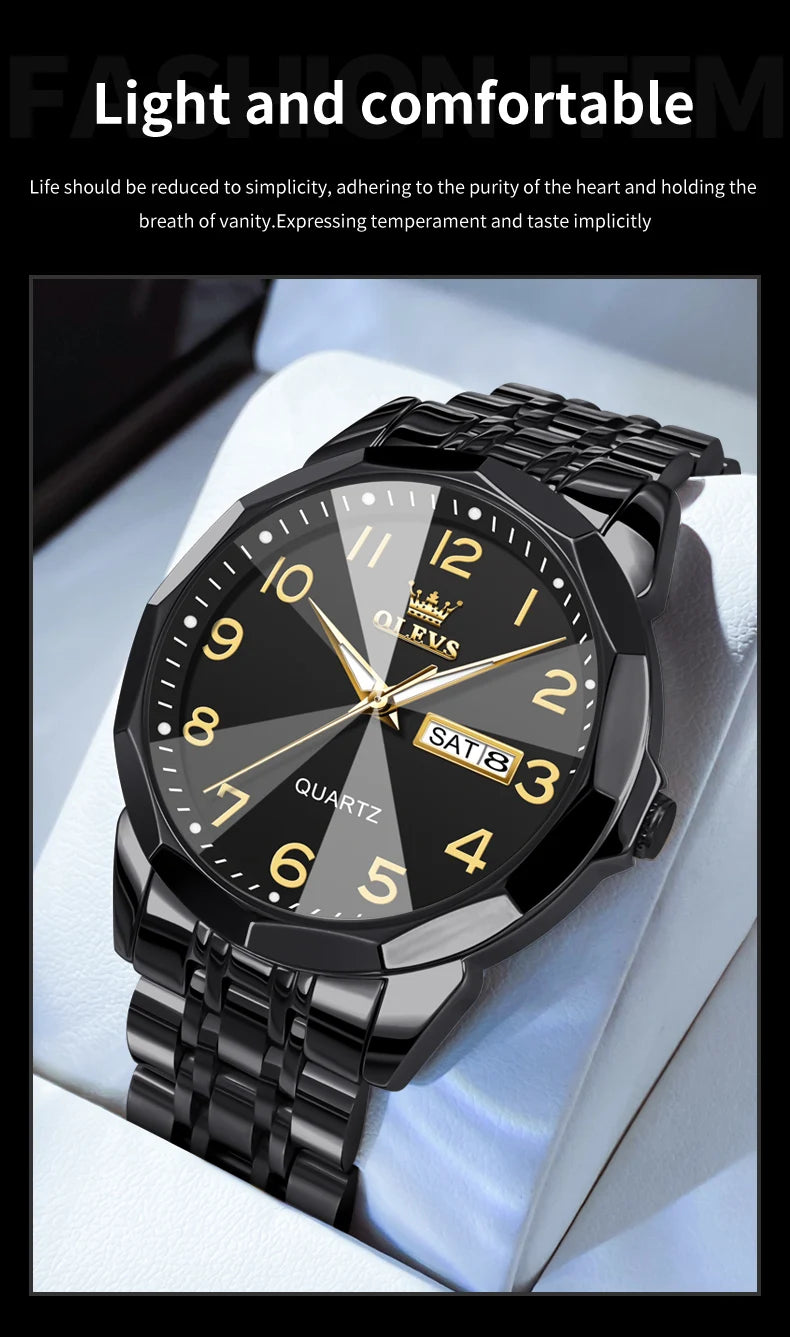 Reloj de Cuarzo Analógico para Hombre OLEVS 9970 Acero Inoxidable Negocios