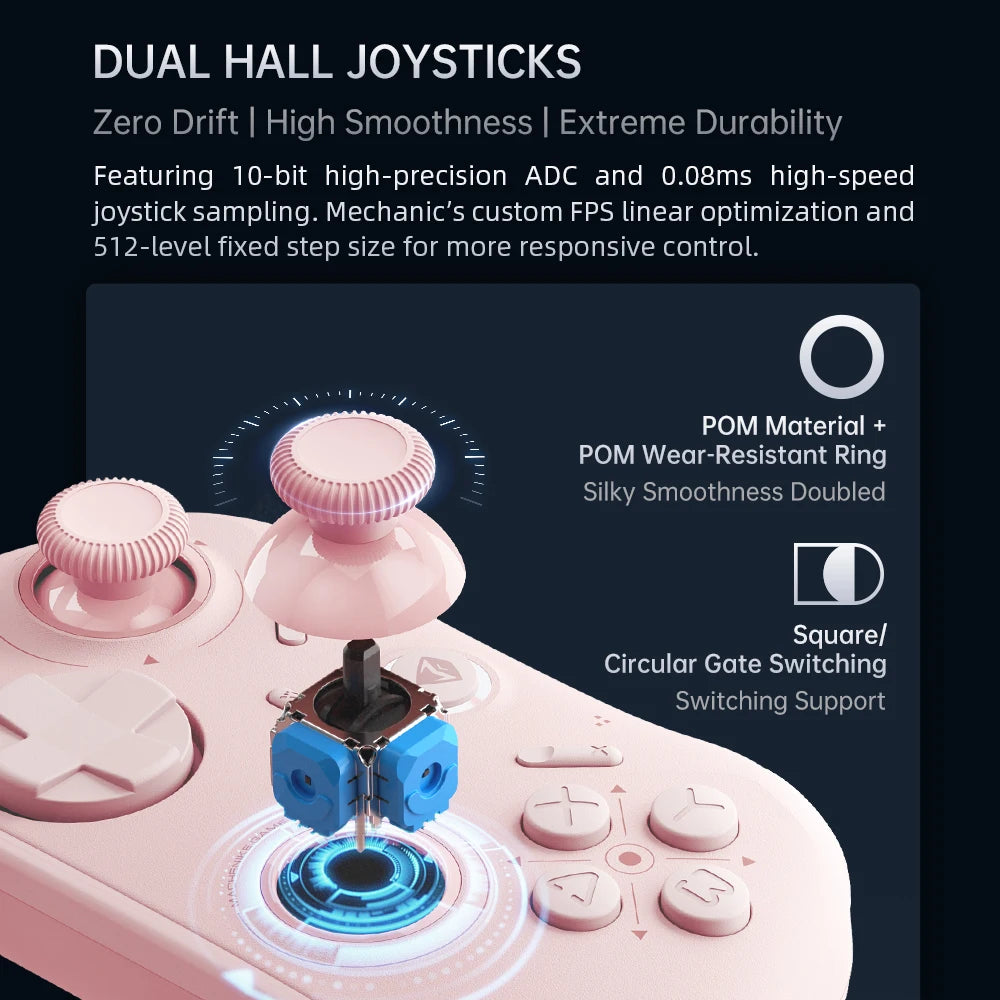 MACHENIKE-controlador inalámbrico G1 para videojuegos, Joystick de disparo de efecto Hall con tasa de orollamiento de 1K para Nintendo Switch, PC, iOS y Android