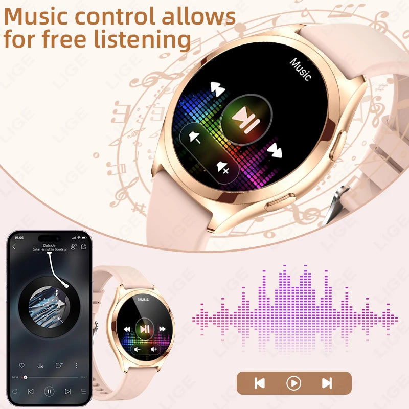 Smartwatch LIGE para mujer con Bluetooth, monitor de salud y esfera personalizable