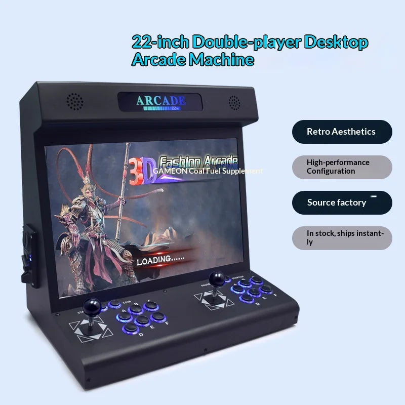 Máquina de juegos de 22 pulgadas, máquina de juegos arcade de escritorio, máquina arcade integrada para el hogar, más de 23000 juegos, compatible con varios idiomas
