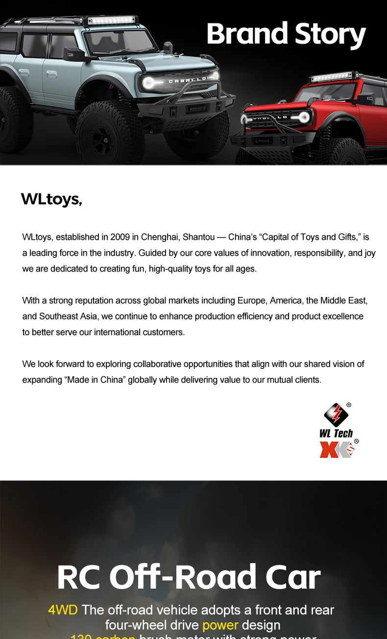 WLtoys 184023 1:18 Vehículo Todoterreno 4WD, Auto RC 2.4G RTR, Crawler Eléctrico a Control Remoto con Luces LED, Juguetes para Niños